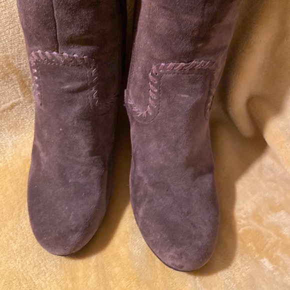 Bussola ☀︎︎ Enna Whipstitch Wedge Tall Knee High Suede Boots ☀︎︎ 40 9 M Espresso - Picture 2 of 9